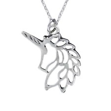 Pewter Unicorn Necklace Open Outline Charm Choice of Chain or Charm Only