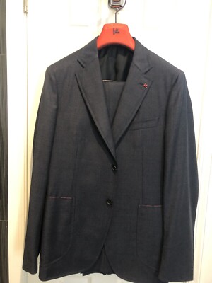 Chemise ISAIA NAPOLI - Col Camp - Bleu Marine - Linen/Silk/Cotton - Taille L - Neuf Avec étiquettes