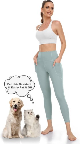 WTNING High Waist Green Leggings XS Womens Pockets Tummy Control 0-2 - Picture 6 of 11