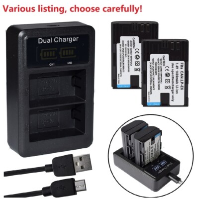 Battery or USB Dual Charger for Canon LP-E6NH EOS R5, EOS R6 EOS 5D Mark III IV