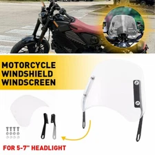 Universal Motorcycle Headlight Windshield Windscreen For 5-7" Round Headlight EA