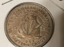 1955 quarter,QUEEN ELIZABETH II, BRITISH CARRIBEAN TERRITORIES