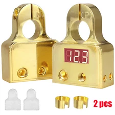 2 PCS Digital Voltmeter Car Battery Terminal Connectors 0/4/8 AWG Power Post Kit