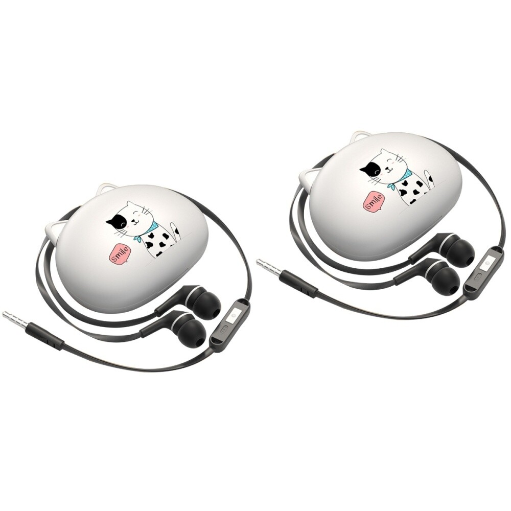 2 PCS Color Card Universal Wired Headset Inear Earphones Cat Earbuds
