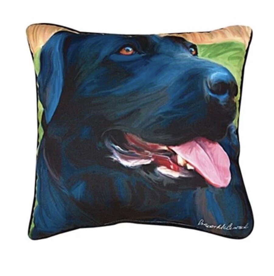 Black Lab Printed Pillow 18 X 18 in. Manual Woodworkers and Weavers. New