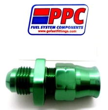 06 AN Male Flare To 3/8" tube compression union adaptr show polished green alum