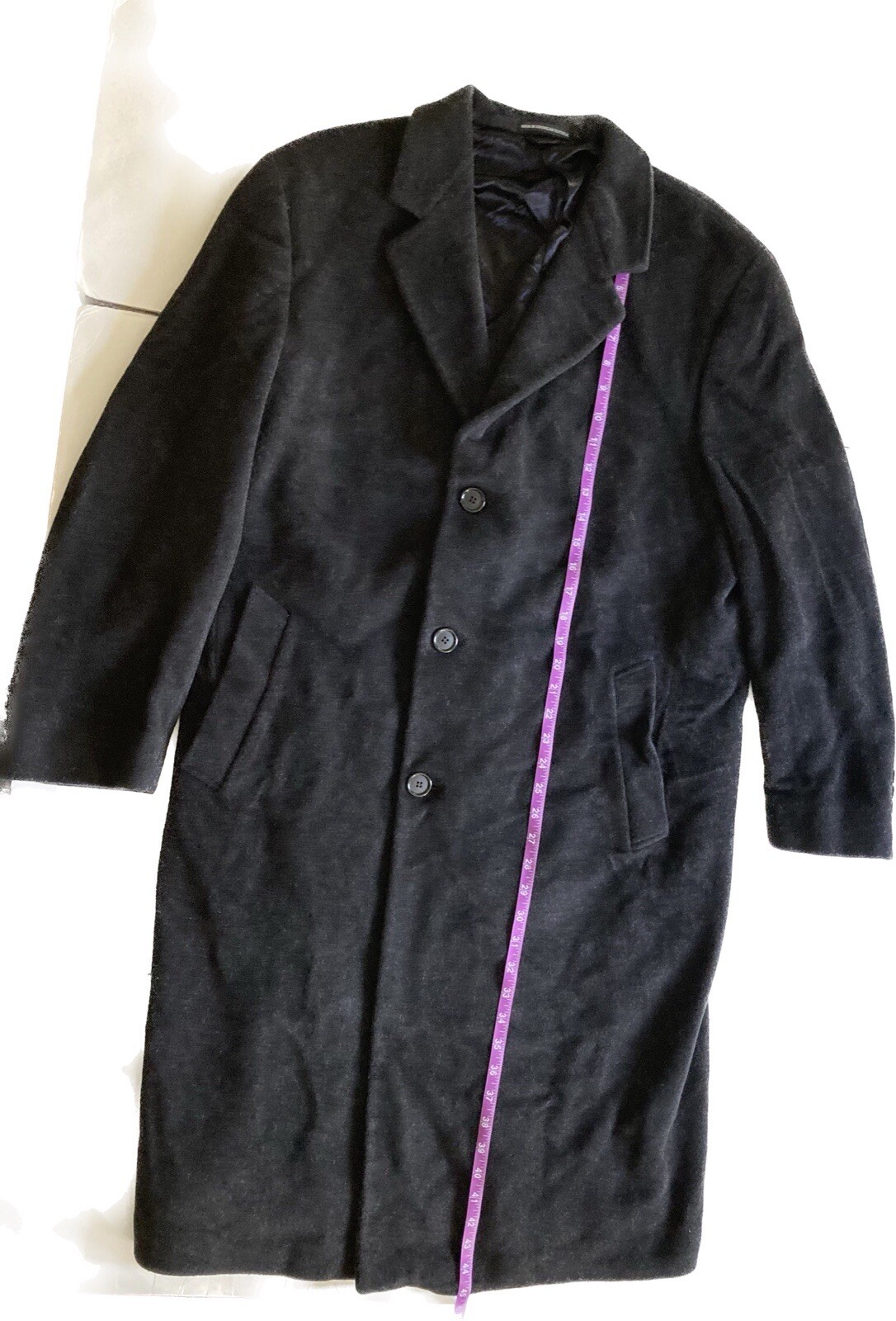 Lauren Ralph Lauren Marshall Fields Black Dress Coat Long Overcoat Men's 42 Read thumbnail 6