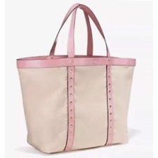 *Nuevo VS Victoria's Secret Bolso de Compras de Lona Cartera Bolso de Mano Oro Rosa Tachuelas $78