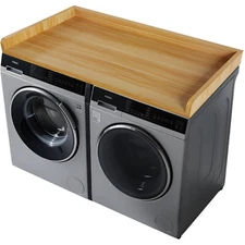 Washer Dryer Countertop - 54"D x 27.5"W Solid Wood Laundry Topper, Oak