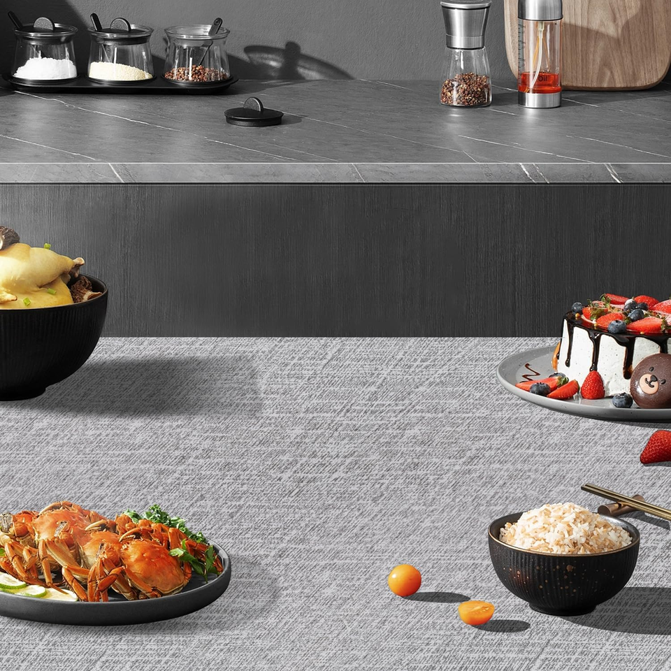 10Ft Textured Fabric Gray Wallpaper Faux Grasscloth Grey Peel and Stick