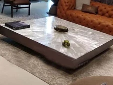 Elegant Gemstone Selenite Dining Table Handmade Furniture Console Bar Table Deco