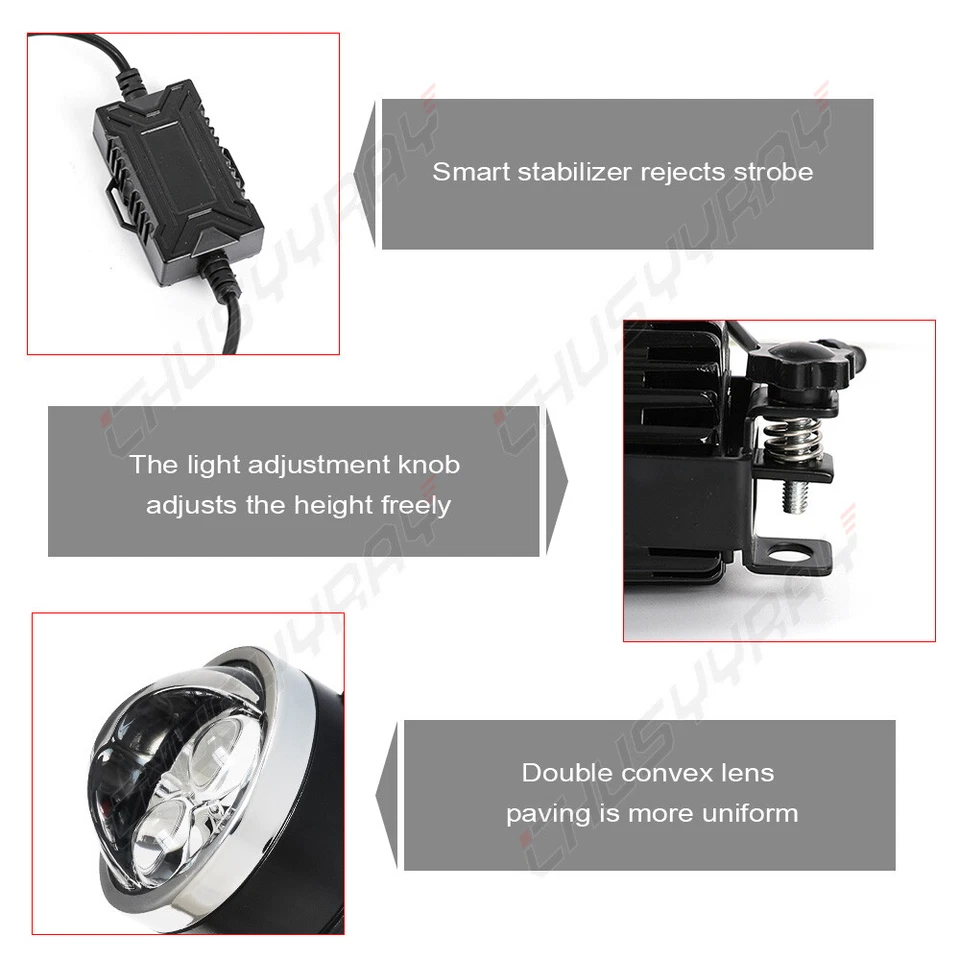 2X 3.0" Bi LED Fog Projector Lens Hi/Lo Beam Retrofit Fog Light Lamp Yellow 110W Foto 3 de 4