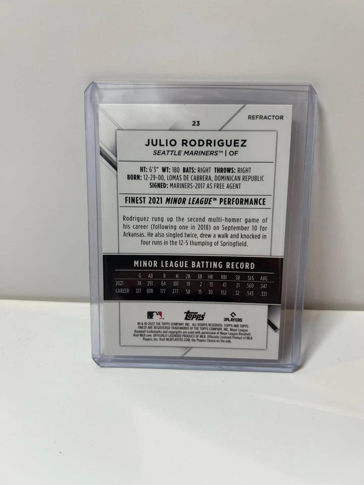 2022 Topps Finest Julio Rodriguez Rookie Card RC #23 Mariners REFRACTOR - Image 2 of 2