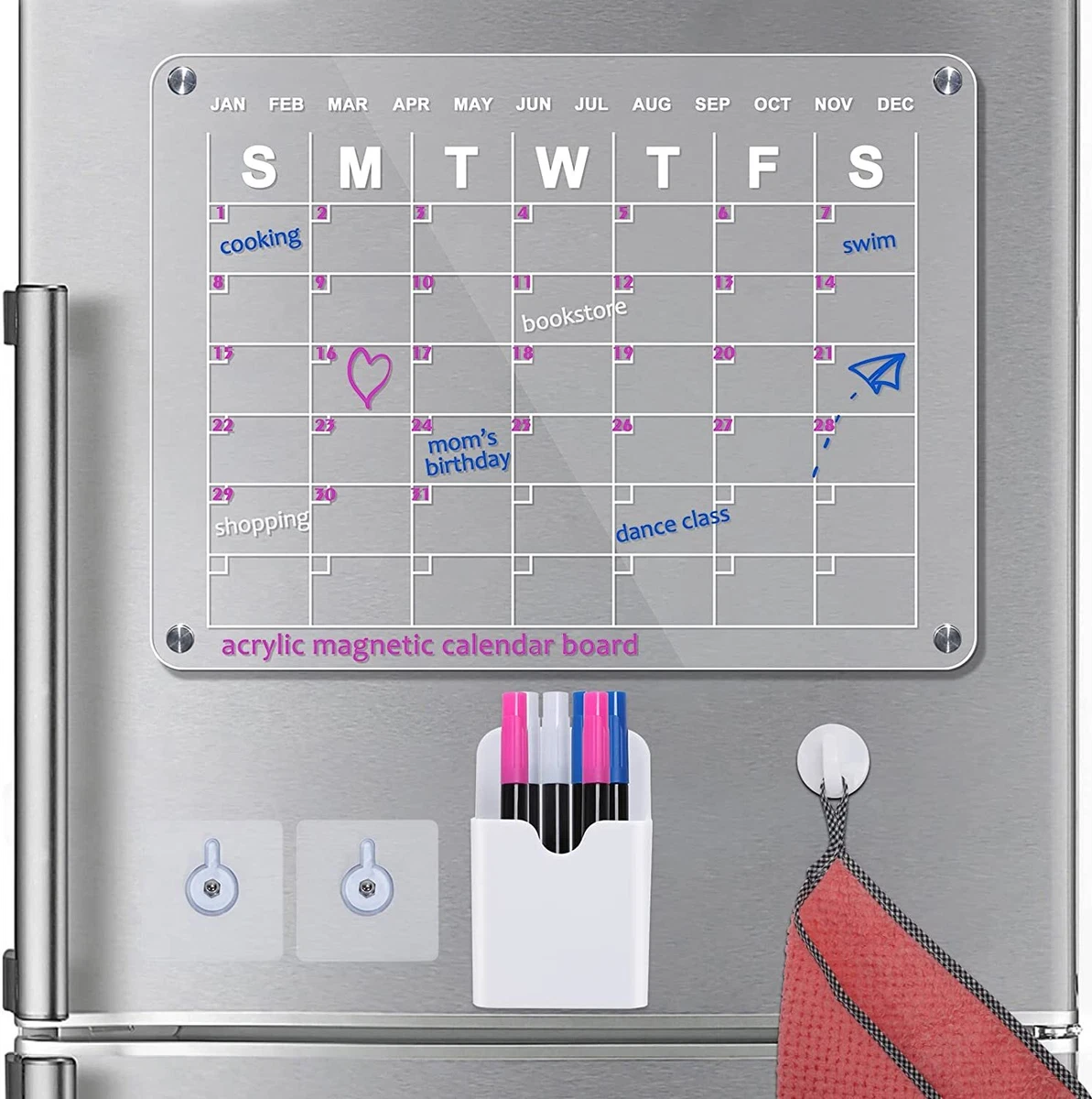 Acrylic Magnetic Dry Erase Board Adhesive Calendar Planner Board for Fridge,Wall  | eBay