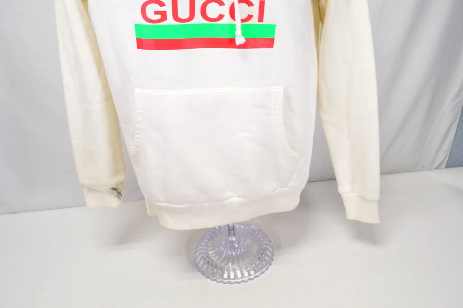Felpa con Felpa con Felpa con Felpa con Felpa con Cappuccio Originale Gucci Logo Off Bianca Piccola MACCHIA AUTENTICA