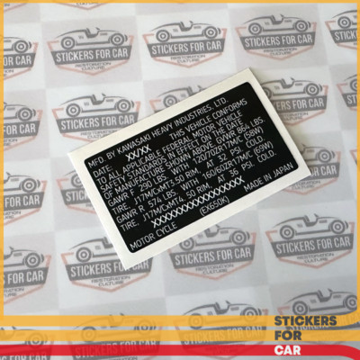 Kawasaki ZX Motorcycle EX650K VIN ID TAG Custom Decal Sticker | eBay