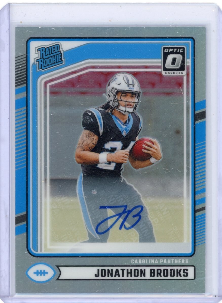 Jonathon Brooks 2024 Donruss Rated Rookie Optic Preview Holo Auto #354