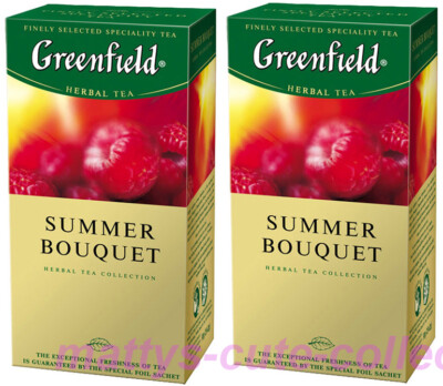 Greenfield Herbal Tea Summer Bouquet 2 PACK Made in Russia RF NO GMO 50 Tea Bags