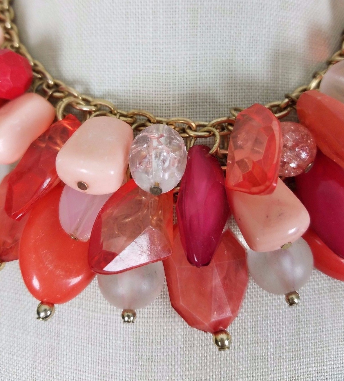 Resin Statement Dangle Charm Bib Cluster Chunky B… - image 2