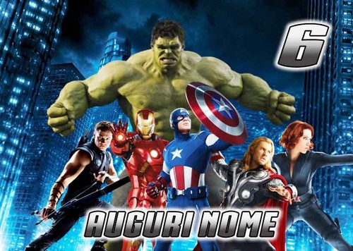 Cialda AVENGERS 2 Decorazione Torta Ostia o Pasta di Zucchero PERSONALIZZATA - Foto 1 di 1