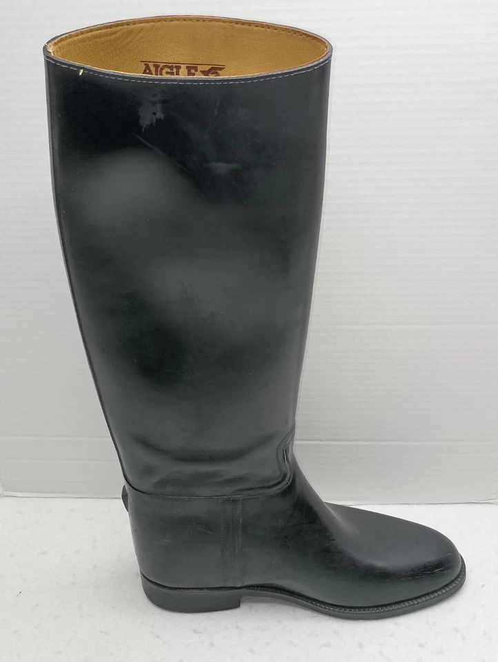 Botas de Montar Aigle Mujer Medianas Caballo Ecuestre Negro Goma Hechas en Francia Foto 3 de 4