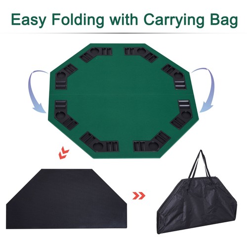 1.2m/48 Inches Foldable Poker Table Top 8 Players Blackjack Chip Trays HOMCOM - Picture 5 of 8
