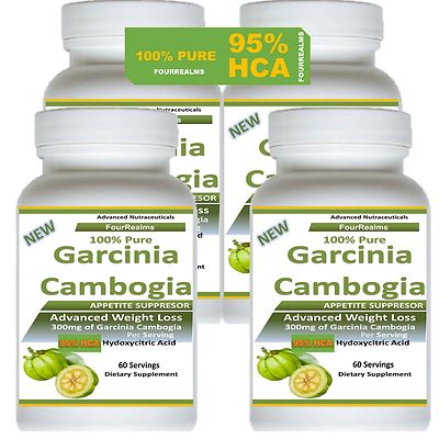 4 Pack 100% Pure Garcinia Cambogia  95% HCA Weight Loss Fat BURNER