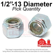 1/2"-13 Grade A Nylon Insert Finished Hex Nut Zinc Coarse Gr2 Nylok (Pick Qty)