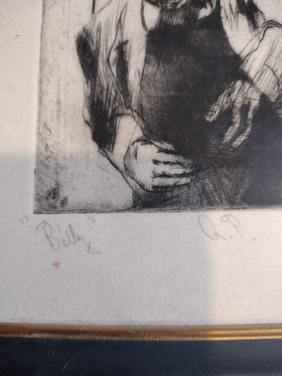 Vintage, Original Etching, "Billy" Artist Proof, Signed, Dated, 1977, Old Man