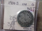 1914-S BARBER QUARTER GOOD +  (P4)