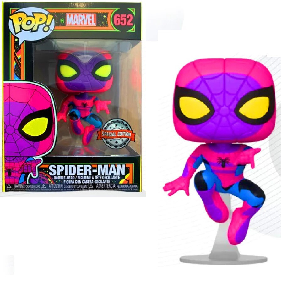 Funko Pop Spider Man Marvel Black Light Exclusive 652