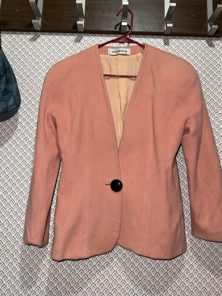 Vintage Saks Fifth Avenue Wool Blazer Women’s 4 Pink 1970s 80 Single Button RARE - Изображение 3 из 4