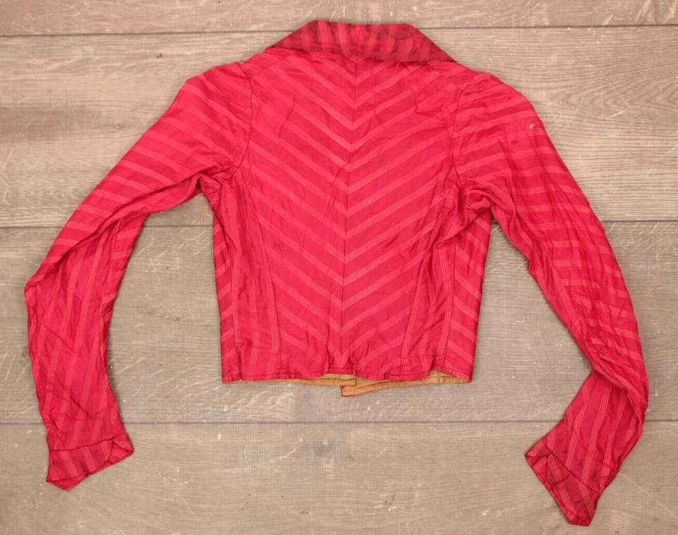 Chaqueta de seda rosa oscuro XXS antigua eduardiana de finales de 1800 principios de 1900 de colección para mujer Foto 3 de 4