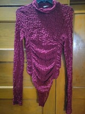 Intimately Free People Day N Night holly berry red lace Bodysuit Size Small