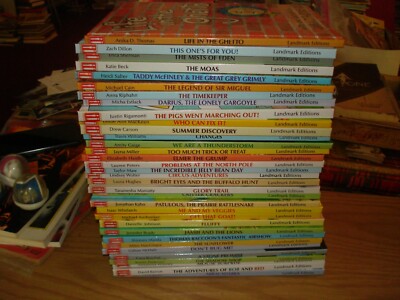 Landmark Editions lot of 34 hardcovers 1990s Kids Books By Students great shape