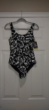 NWT Hurley One Piece Swimsuit Black White Ink Fresco Medium