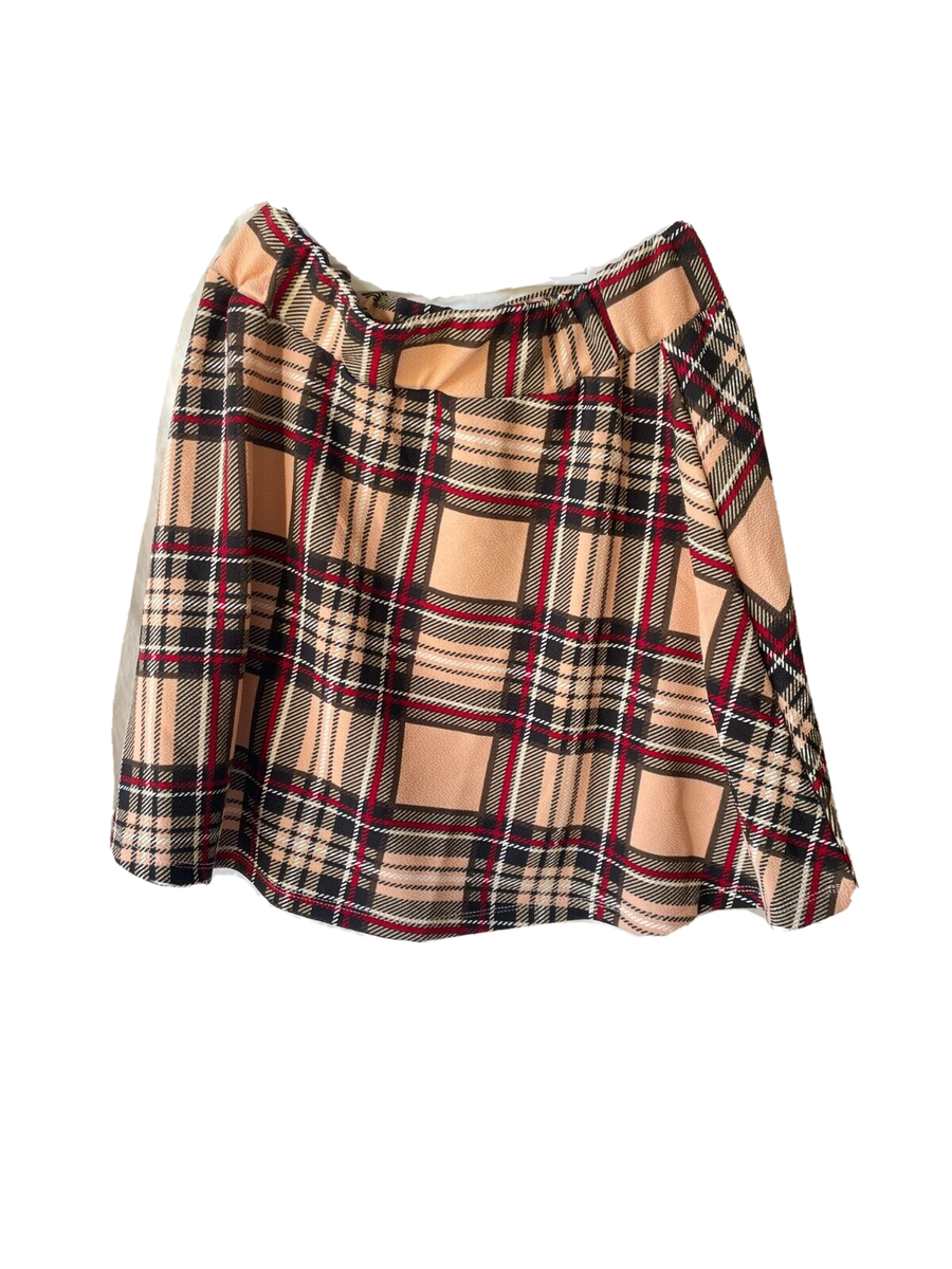 SHEIN EZwear Plaid Flare Hem High Waist Mini Skirt - M