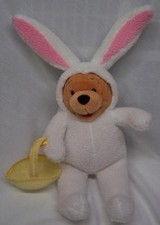 Disney Store WINNIE THE POOH BEAR AS EASTER BUNNY 14" STUFFED ANIMAL Plush Toy