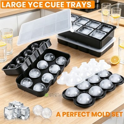 ICE Balls Maker Silicone Round Sphere Trays Molds Ice Cube for Whiskey Cocktails