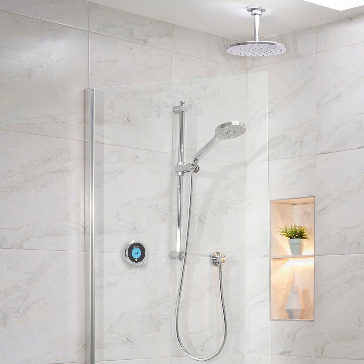 Aqualisa Optic Q Smart Shower Concealed with Adj Ceiling Fixed Head Gravity Fed
