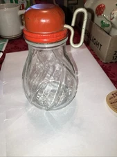 Vintage Nut Spice Chopper Grinder Glass Jar Red Top Turn Key 