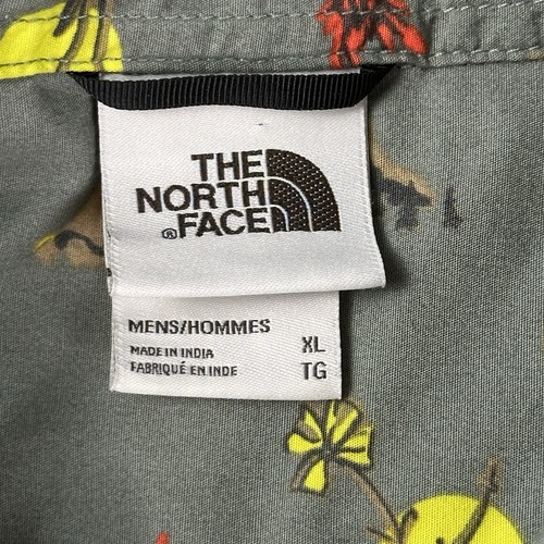 The North Face Men's Sz XL Baytrail Pattern Button Shirt Mountain Floral Grey SS - Picture 4 of 6