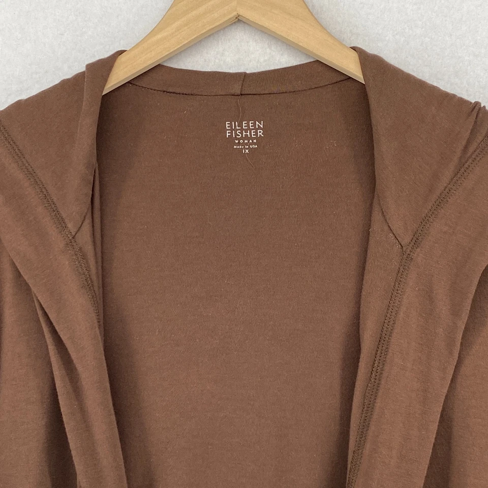 EILEEN FISHER Kimono 1X Elástico Algodón Orgánico Jersey Sudadera con Capucha Cárdigan Marrón EE. UU. Foto 4 de 4