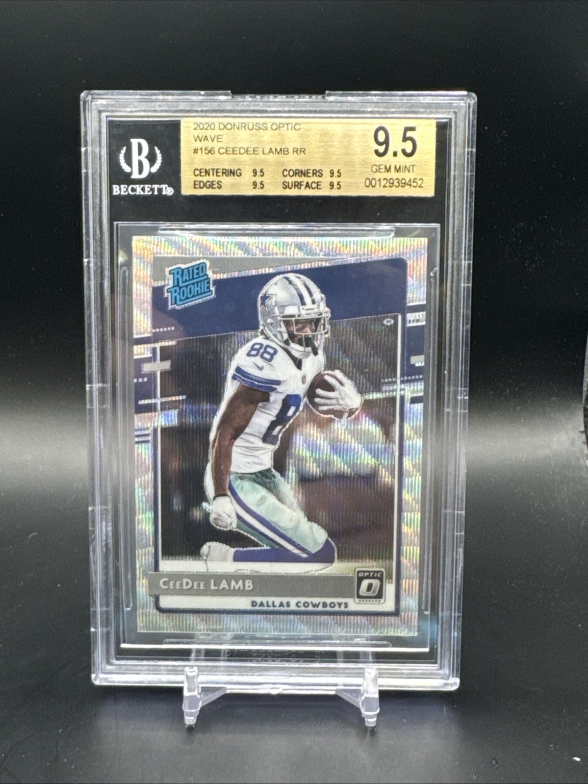 2020 Panini Donruss Optic Rated Rookies CeeDee Lamb Wave /199 #156 BGS 9.5