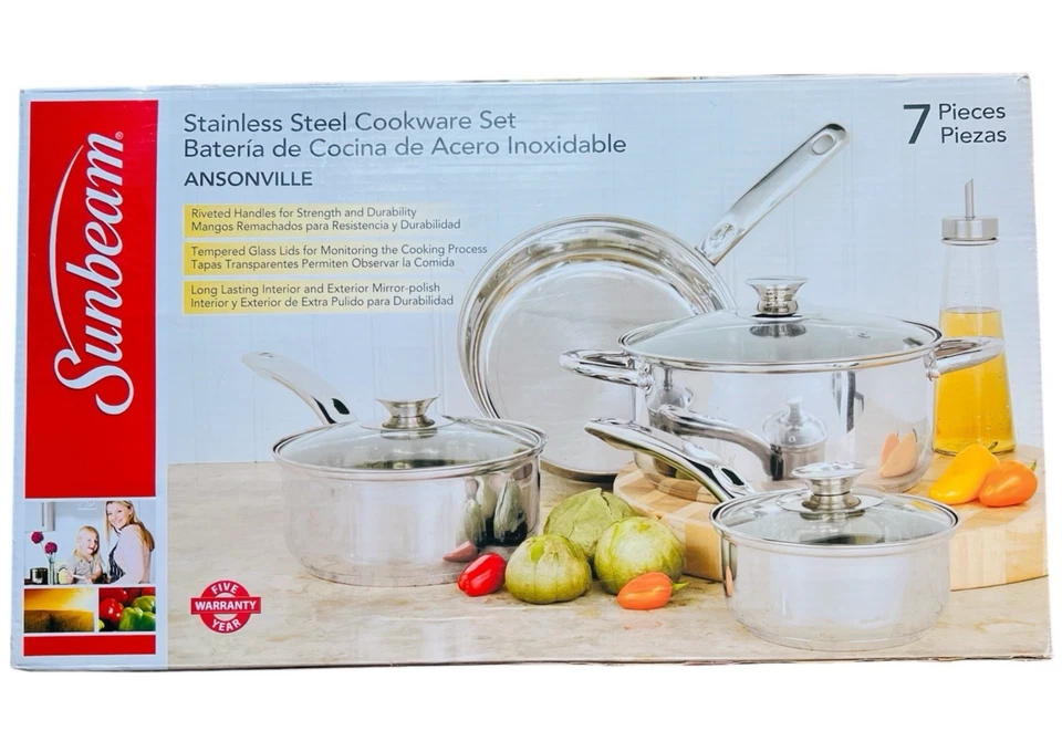 Juego de utensilios de cocina Sunbeam de acero inoxidable Ansonville 7 piezas nuevo Foto 2 de 2