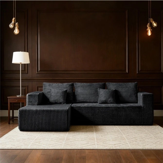 106" Black Corduroy Boneless Modular Sectional Deep LEFTSeat Sofa WE SHIP OVERSE
Opens in a new wind