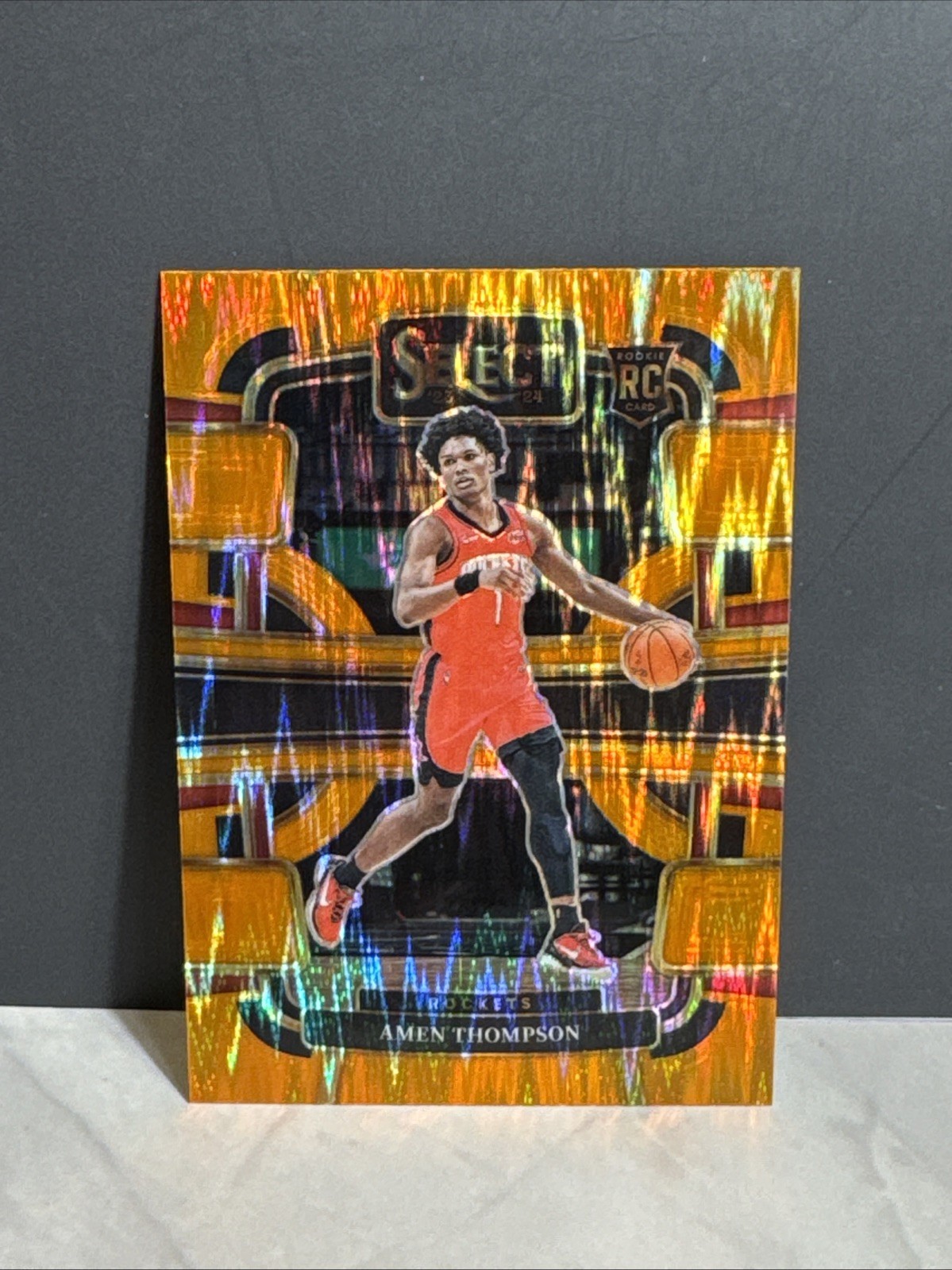 2023-24 Select Amen Thompson Concourse Orange Flash Prizm Rookie RC #96 Rockets
