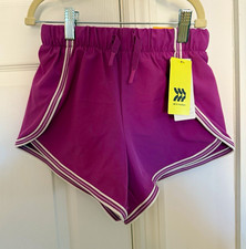 All in Motion Girls Solid Purple Active Shorts Pop Trim Drawstring S 6/7
