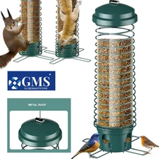 Outdoor Hanging Bird Feeder Squirrel Proof Metal Wild Bird Seed Feeders 4 Ports