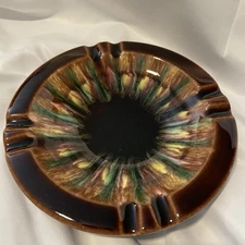 Vintage Handmade MCM Ceramic Glazed Ashtray, Made In Austria
